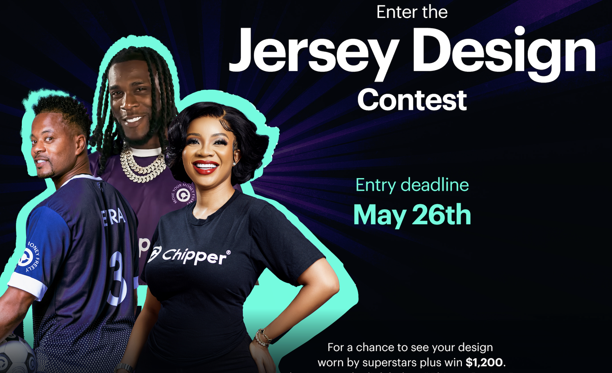 Enter the Chipper Jersey design contest and see your design on Burna Boy